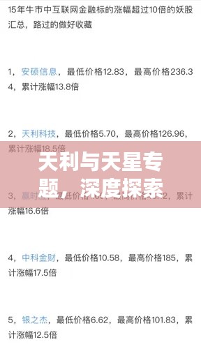 天利與天星專題，深度探索與廣度解析