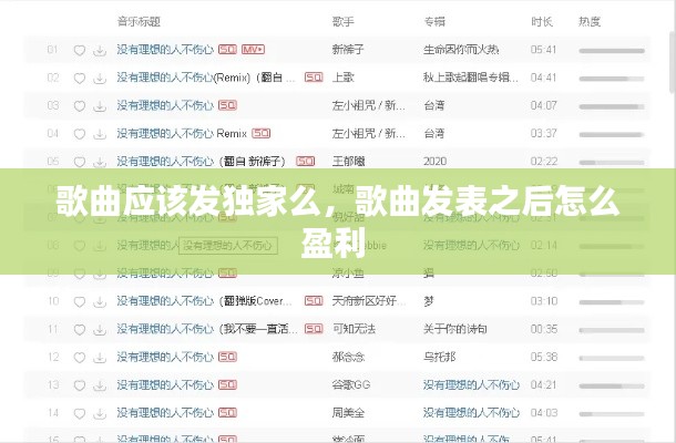 歌曲應(yīng)該發(fā)獨家么，歌曲發(fā)表之后怎么盈利 