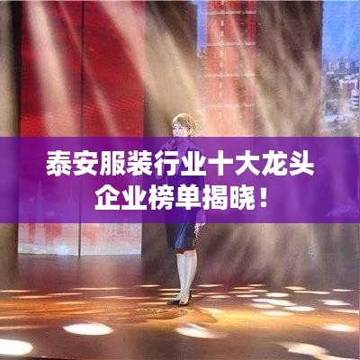 泰安服裝行業(yè)十大龍頭企業(yè)榜單揭曉！