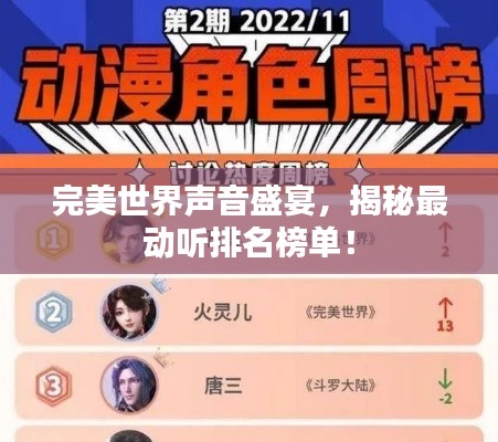 完美世界聲音盛宴，揭秘最動聽排名榜單！