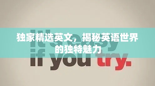 獨(dú)家精選英文，揭秘英語世界的獨(dú)特魅力