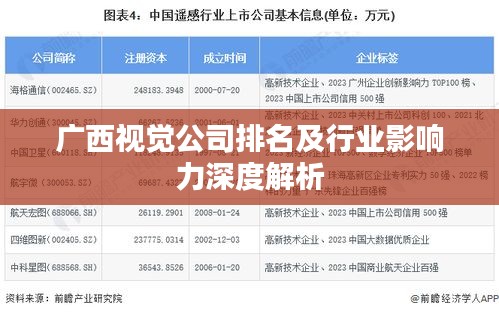 廣西視覺公司排名及行業(yè)影響力深度解析