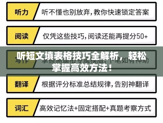 聽短文填表格技巧全解析，輕松掌握高效方法！