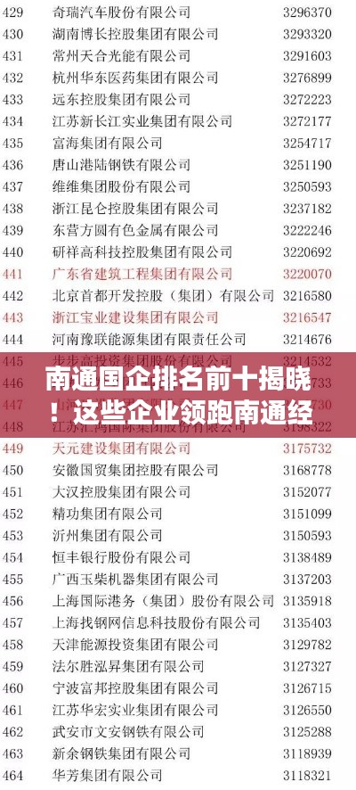 南通國企排名前十揭曉！這些企業(yè)領(lǐng)跑南通經(jīng)濟(jì)！