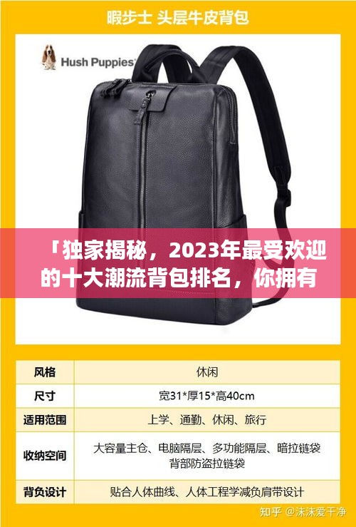 「獨(dú)家揭秘，2023年最受歡迎的十大潮流背包排名，你擁有了嗎？」