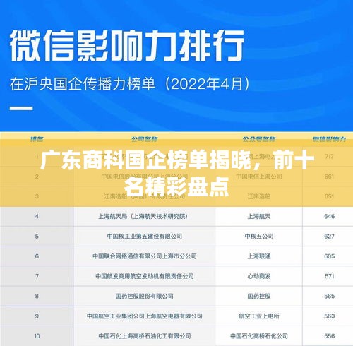 廣東商科國企榜單揭曉，前十名精彩盤點(diǎn)
