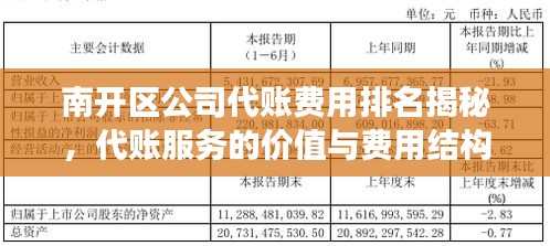 南開區(qū)公司代賬費用排名揭秘，代賬服務(wù)的價值與費用結(jié)構(gòu)解讀