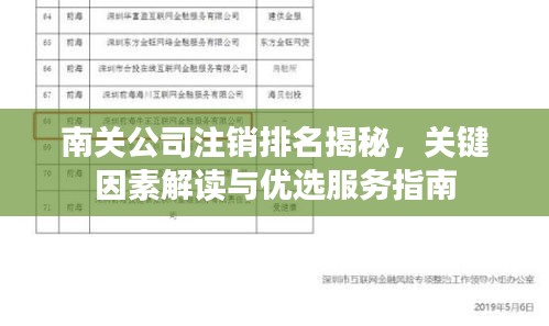 南關(guān)公司注銷排名揭秘，關(guān)鍵因素解讀與優(yōu)選服務(wù)指南