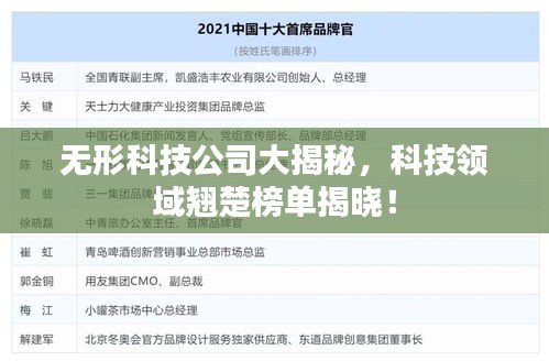 無形科技公司大揭秘，科技領(lǐng)域翹楚榜單揭曉！