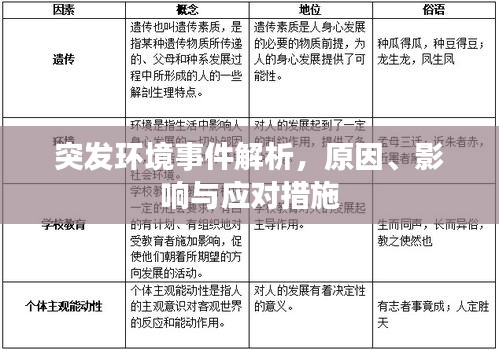 突發(fā)環(huán)境事件解析，原因、影響與應對措施