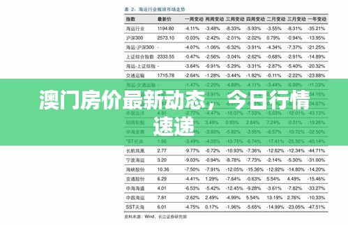 澳門(mén)房?jī)r(jià)最新動(dòng)態(tài)，今日行情速遞