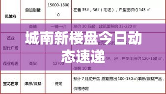城南新樓盤今日動(dòng)態(tài)速遞